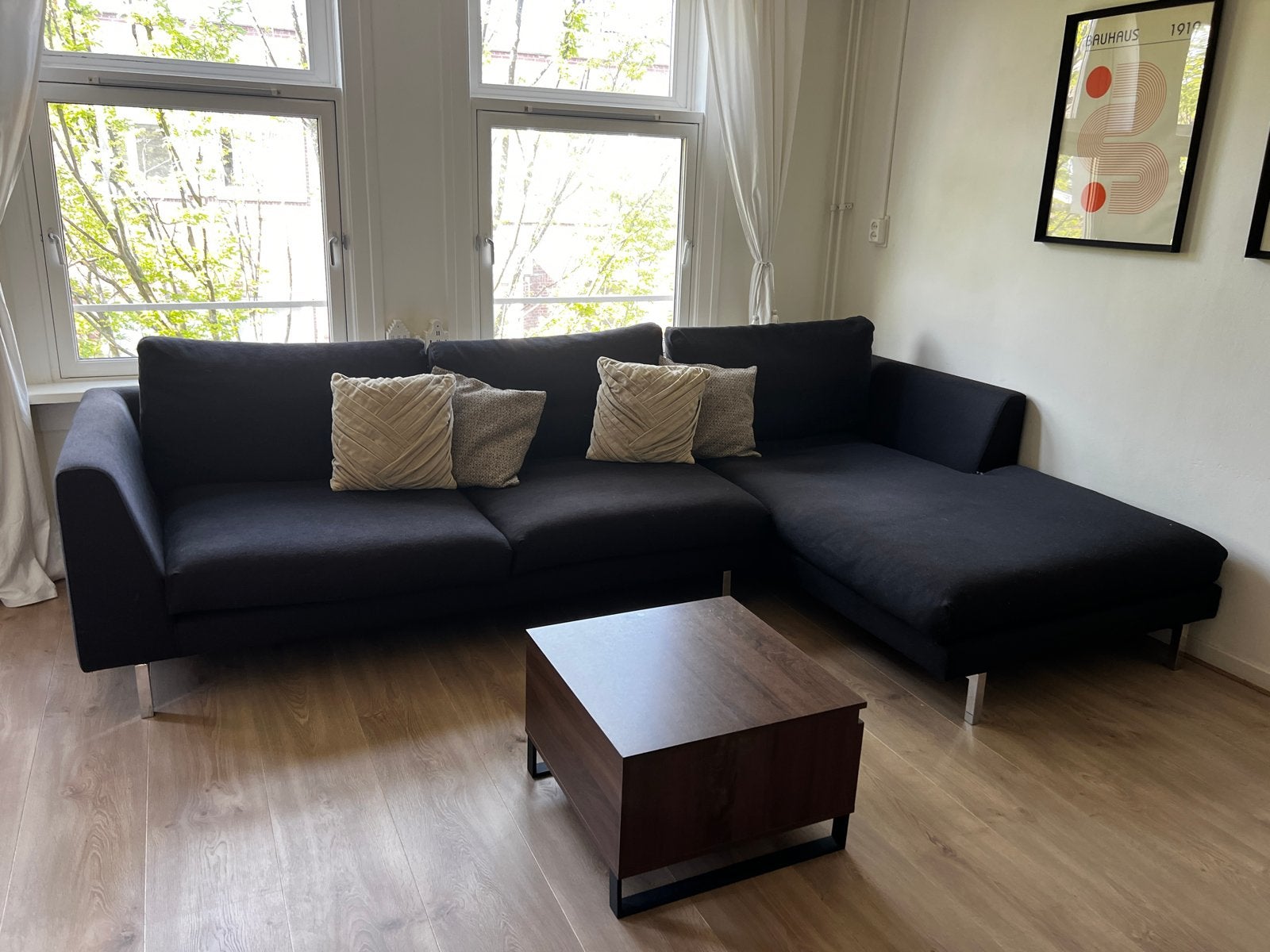Movani Hoekbank Zwart - Comfortabel en Stijlvol, Ophalen, Gebruikt, Stof