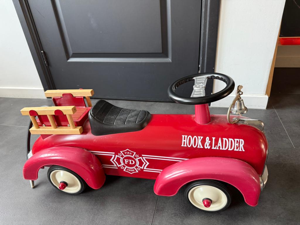 Retro Brandweer Trapauto – Hook & Ladder–Metalen Loopauto, Kinderen en Baby's, Speelgoed | Buiten | Voertuigen en Loopfietsen