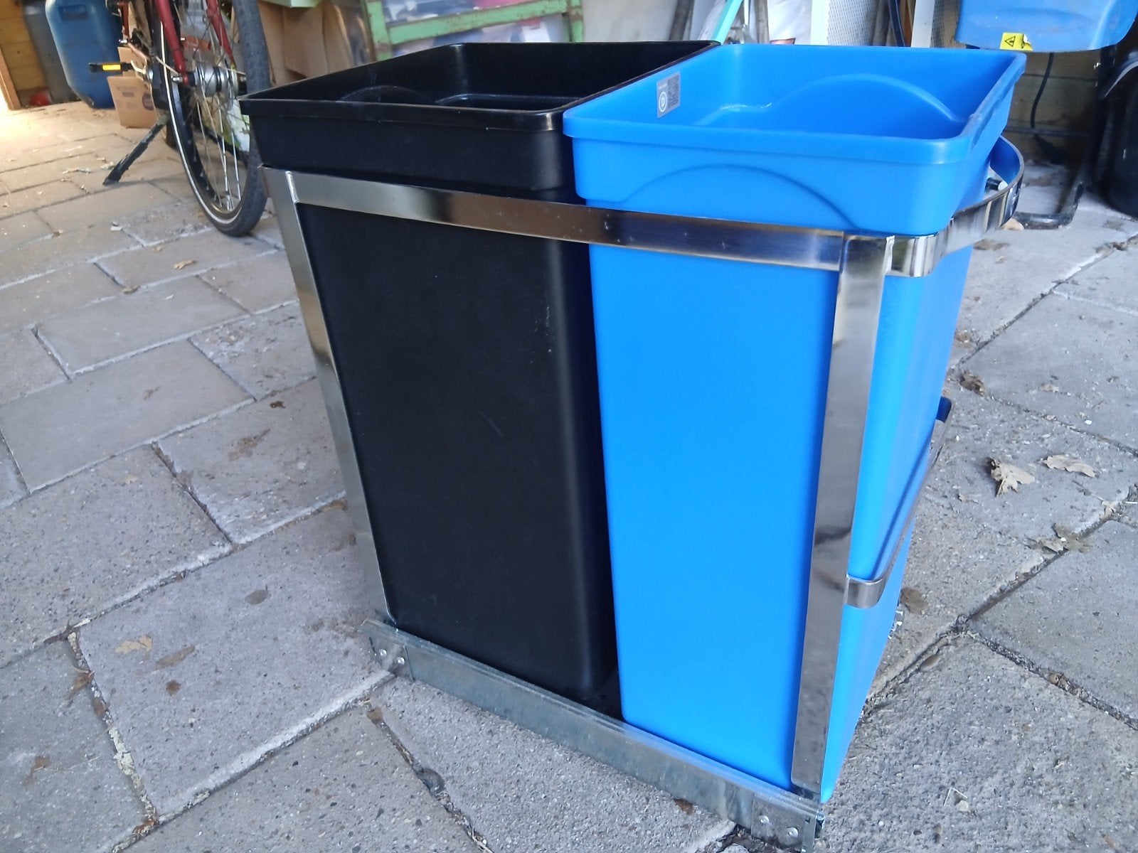 Uitschuifbare dubbele afvalbak voor keukenkastje, 50 – 75, Ophalen of Verzenden, Metaal, 20 tot 30 liter