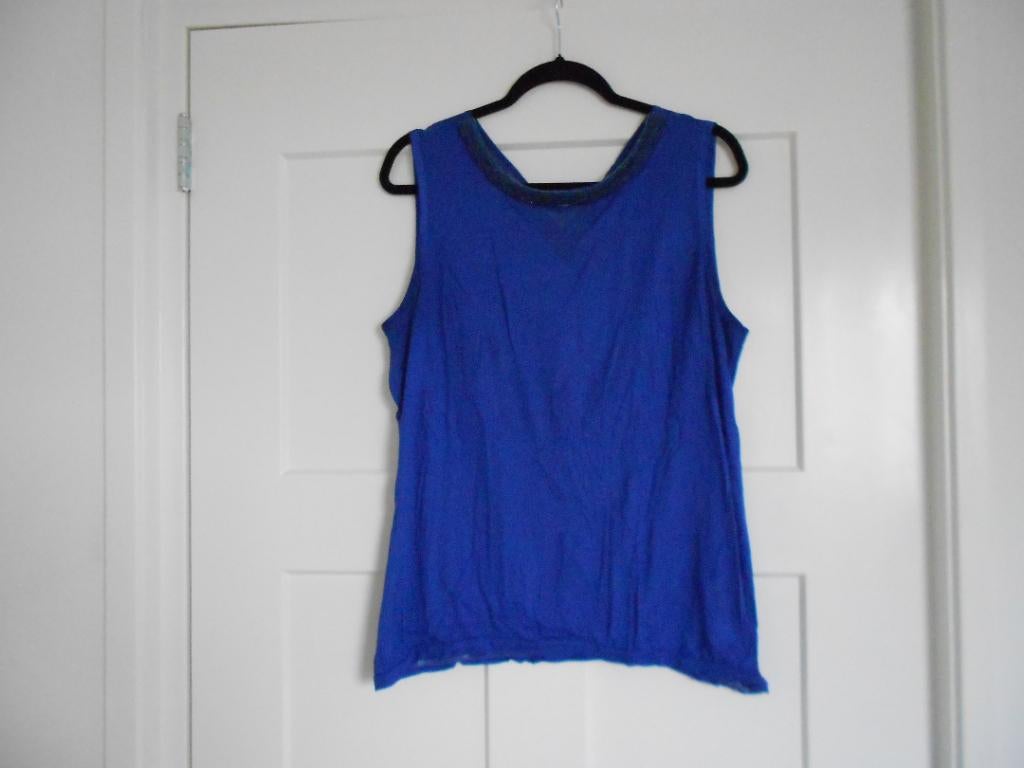 Mooie Expresso paars/blauwige top, maat 44., Kleding | Dames, Tops, Overige kleuren, Maat 42/44 (L), Zo goed als nieuw, Zonder mouw