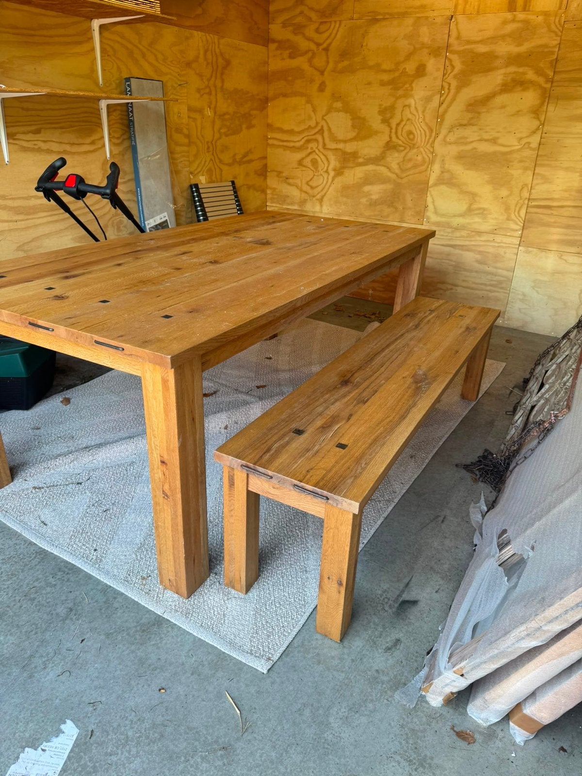 GRATIS! Massief Zwitserse eikenhouten eettafel ZONDER bench, Ophalen