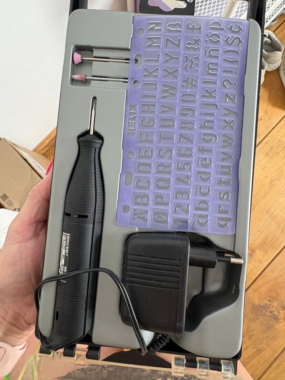 Minicraft graveerset met accessoires, Gebruikt, Gereedschap of Toebehoren, Metaal, Elektrisch