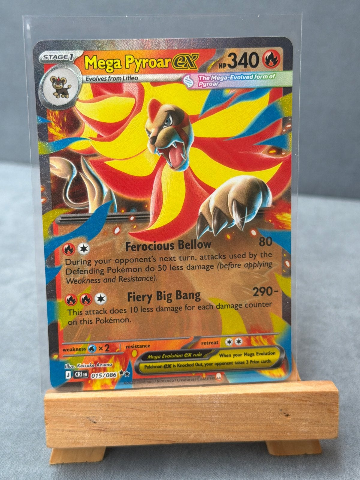 Pokémon Kaart: Mega Pyroar EX (015/086) - Zeldzaam!, Ophalen of Verzenden, Zo goed als nieuw, Losse kaart