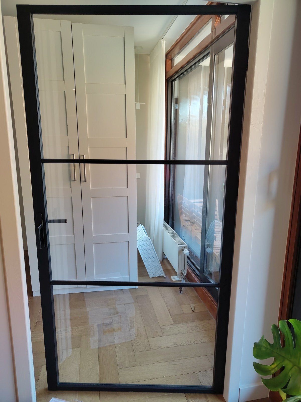 Prachtige binnendeur met glas - Zwart, Binnendeur, Zo goed als nieuw, Glas, 200 tot 215 cm