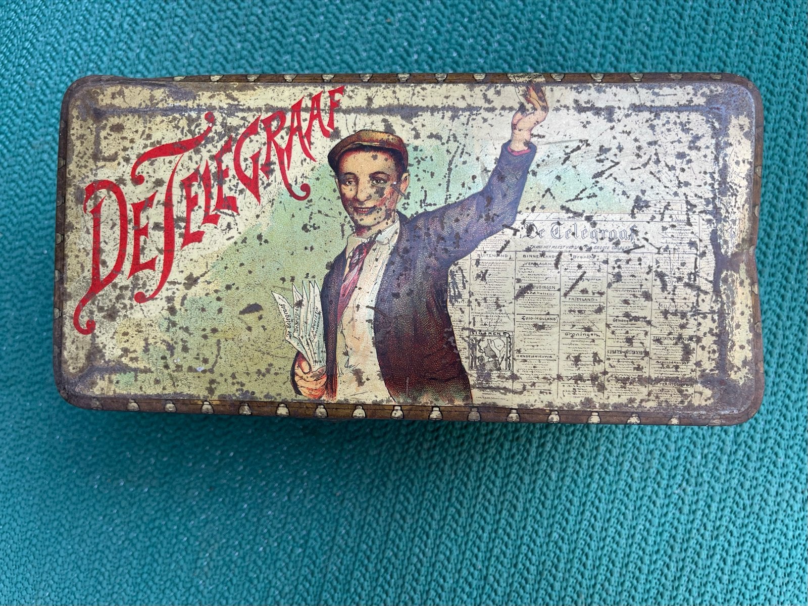 Antiek De Telegraaf reclameblik (ca. 1905-1910), Ophalen of Verzenden