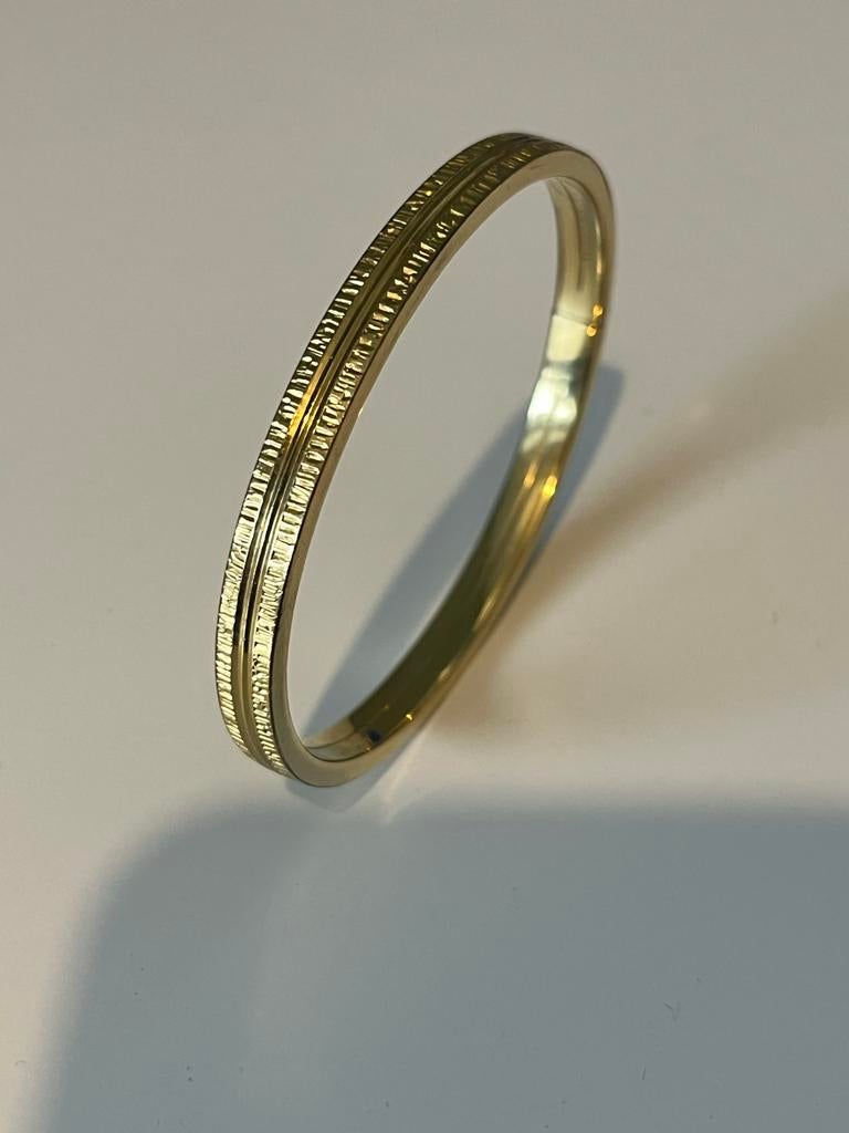 Elegante Double Vergulde Bangle/Slavenarmband, Ophalen of Verzenden, Gebruikt, Goud, Overige materialen