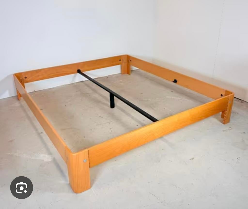 Auping Auronde beuken ombouw 180x210 - Seniorenhoogte 48cm, Ophalen, Gebruikt, Bruin, 210 cm
