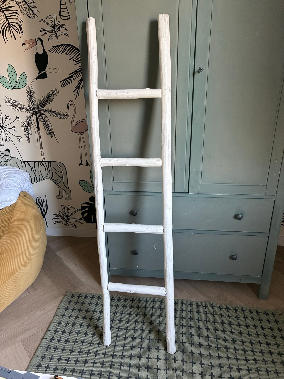 Decoratieve ladder van hout - 153 cm hoog, Ophalen of Verzenden, Gebruikt, Ladder, Minder dan 2 meter