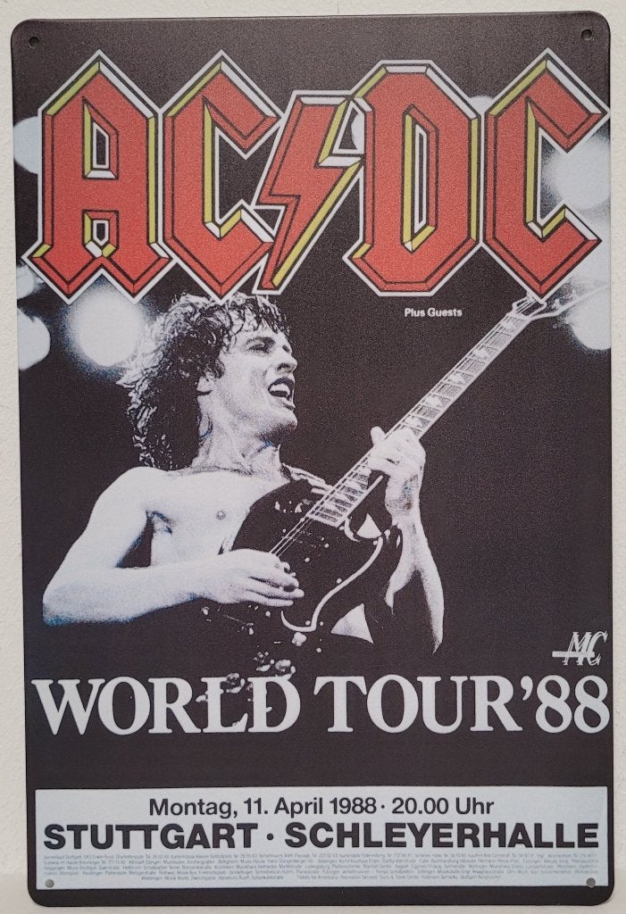 ACDC World tour '88 reclamebord van metaal wandbord wanddeco, Info@deconoord.nl, Deco Noord, Nieuw, Ophalen of Verzenden