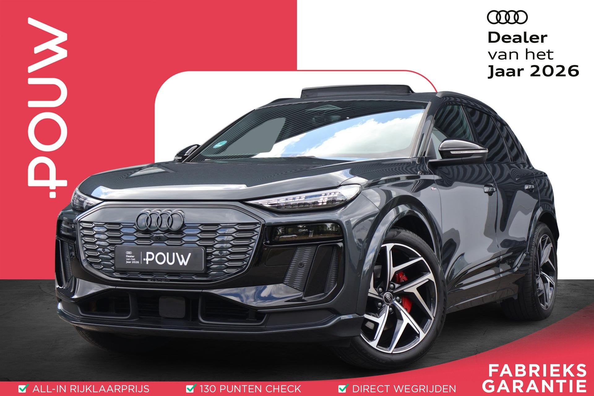 Audi Q6 e-tron 306pk S edition performance 100 kWh | Panoram, Auto's, Audi, Automaat, 12 maanden, Gebruikt, Leder