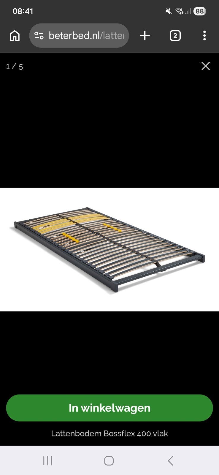 Eenpersoonsbed met lattenbodem Bossflex 400 vlak, Huis en Inrichting, Slaapkamer | Matrassen en Bedbodems, Gebruikt, 90 cm, Eenpersoons