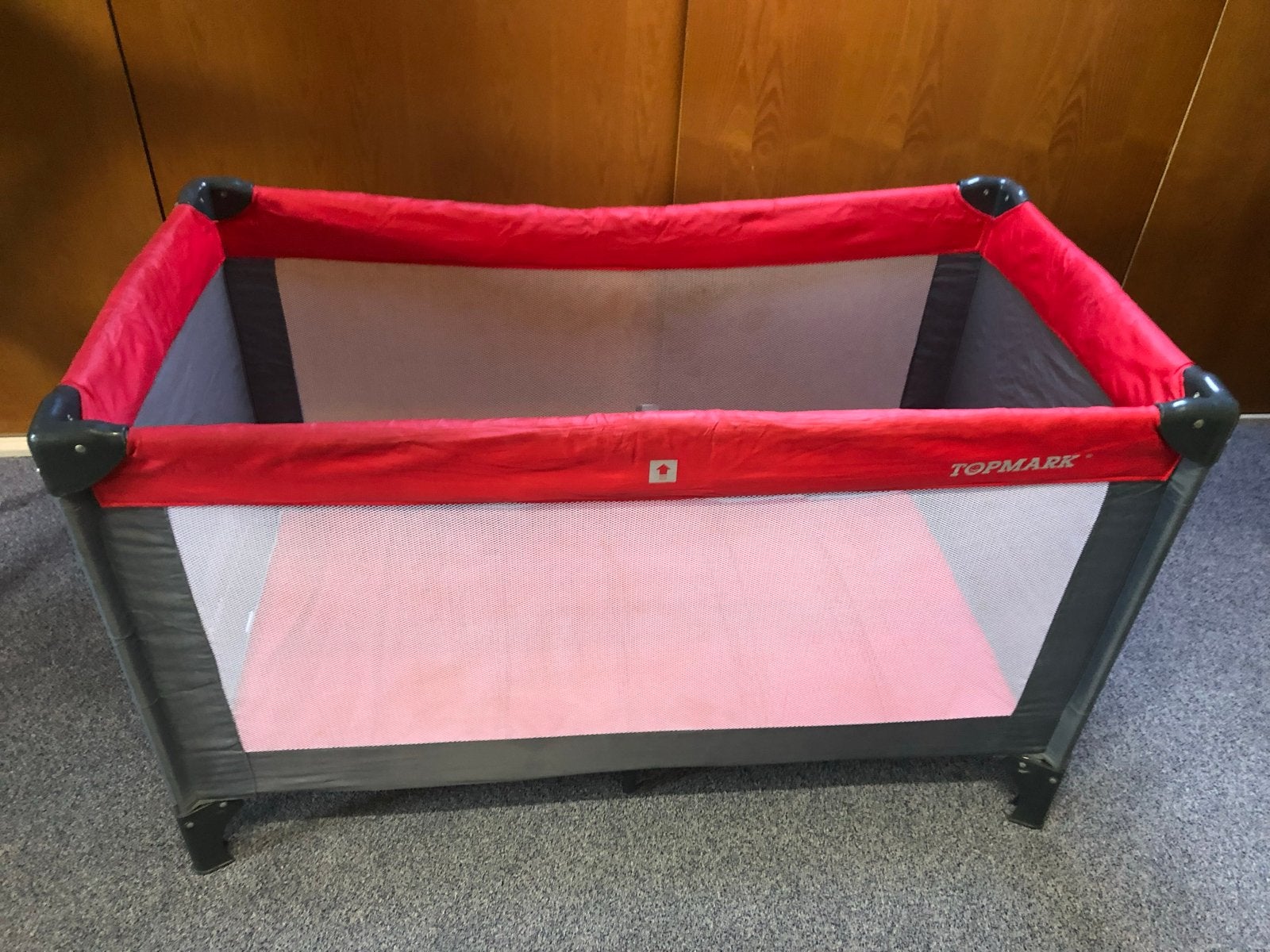 Topmark campingbedje/box - Rood/Grijs, Ophalen, Gebruikt, Rechthoekig