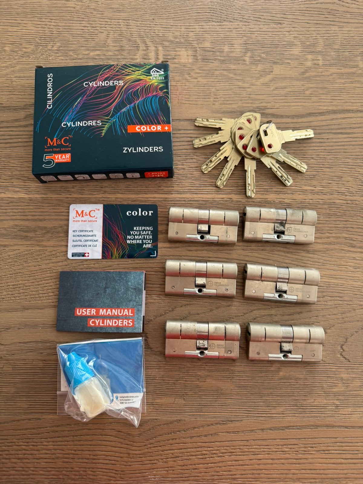 M&C Metal+ cilinder met kerntrekbeveiliging (6x) SKG***, Ophalen of Verzenden, Zo goed als nieuw, Rvs, Slot