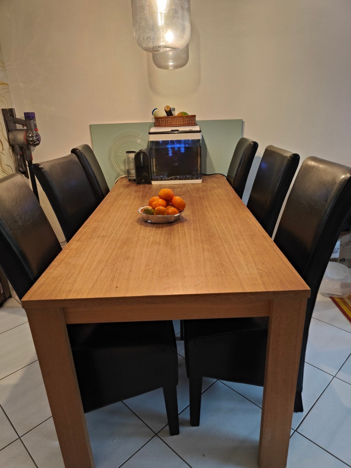 houten eettafel met 6 stoelen, Ophalen, Gebruikt, Modern, functioneel, Eikenhout