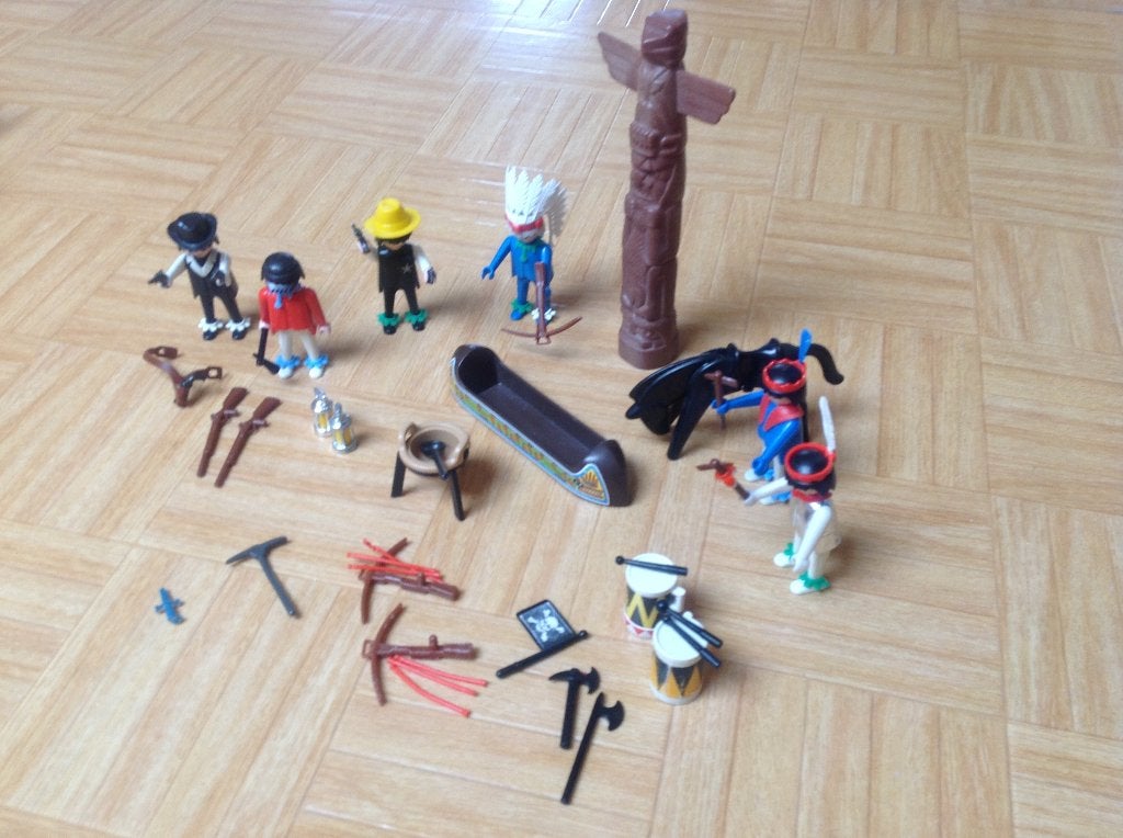 Playmobil indiaanen trommels totempaal kano enz., Ophalen of Verzenden, Zo goed als nieuw