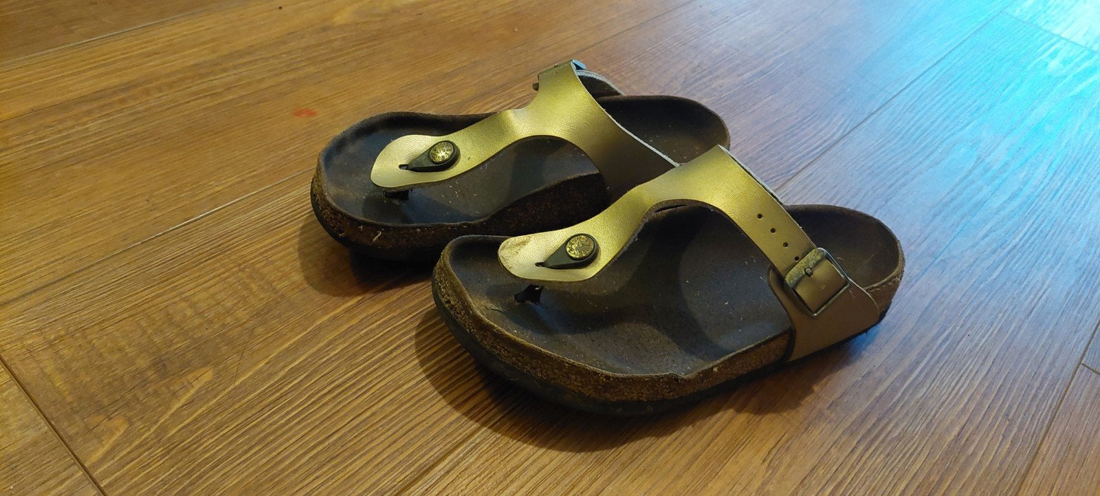 Gouden Birkenstocks maat 37 slippers, Overige kleuren, Gedragen, Birkenstock, Sandalen of Muiltjes