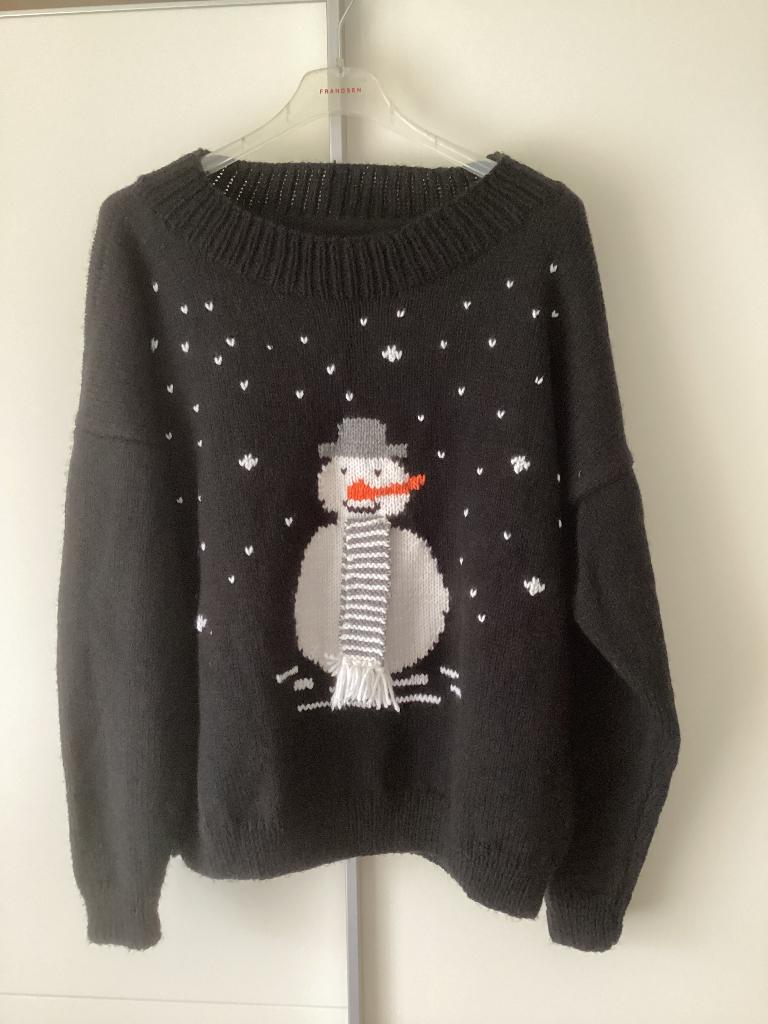 Foute Kersttrui, zelfgebreid, maat 48, Ophalen of Verzenden, Zo goed als nieuw, Maat 46/48 (XL) of groter, Zwart