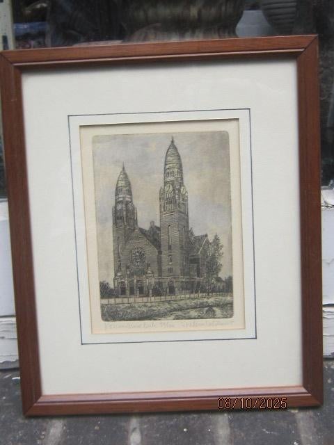 Mooie Kleine ets v/d Koninginnekerk v Willem Veldhorst, Ophalen of Verzenden, Ets
