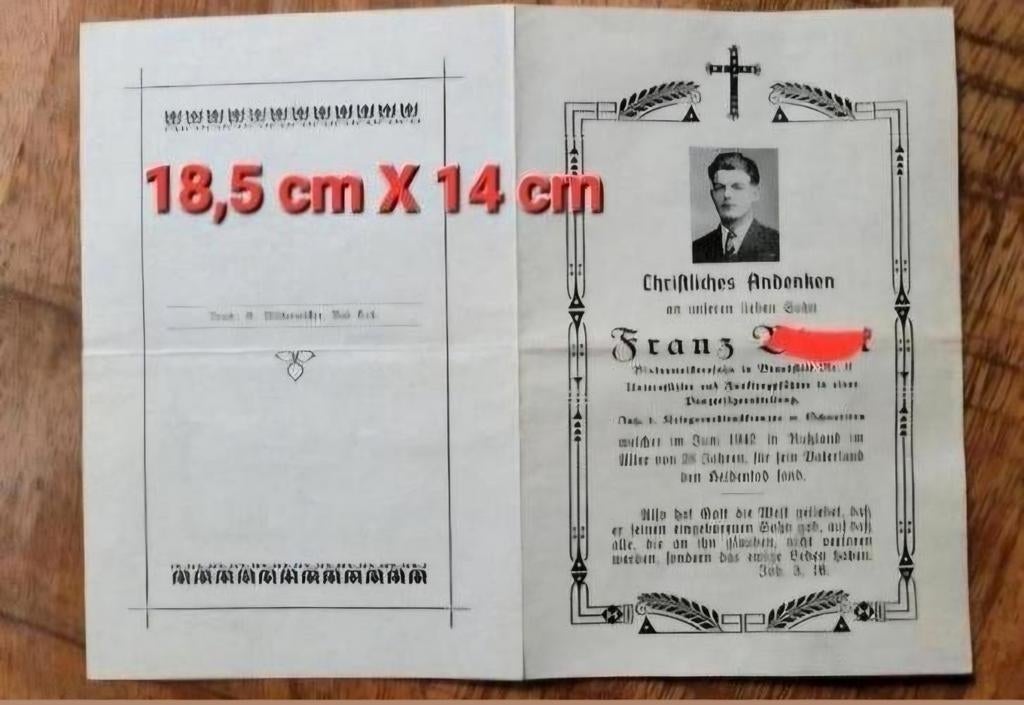 Grote XXL Sterbebild Deathcard Panzerjäger Rusland 1942 WK2, Ophalen of Verzenden, Landmacht, Duitsland, Foto of Poster