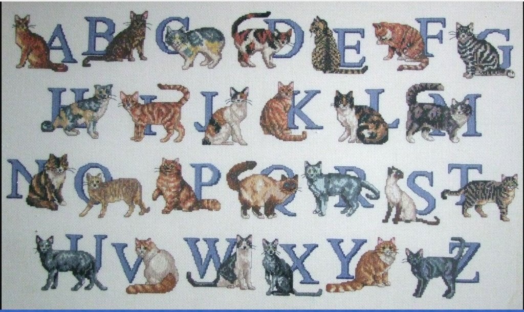 borduurpatroon Franciens Katten poezen alfabet, Ophalen of Verzenden, Zo goed als nieuw, Handborduren, Patroon