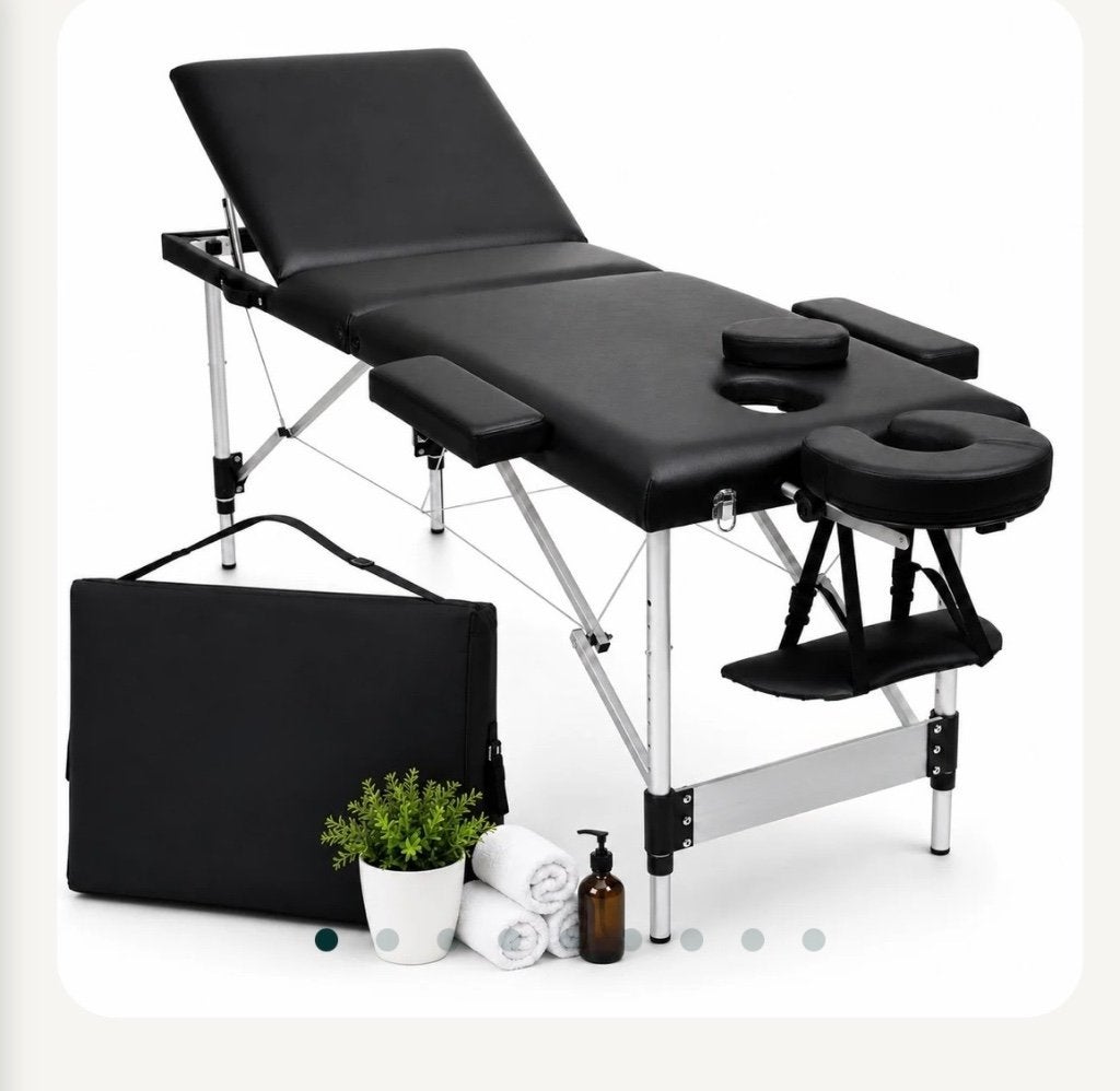 Draagbare Massage tafel 3-zones in tas  kleur zwart, Sport en Fitness, Ophalen, Zo goed als nieuw, Massagetafel