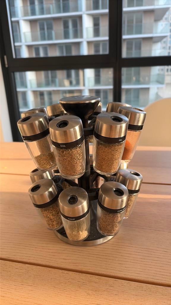 Cole & Mason Caroussel kruidenrek met kruidenpotjes 20-delig, Ophalen of Verzenden, Gebruikt, Rvs