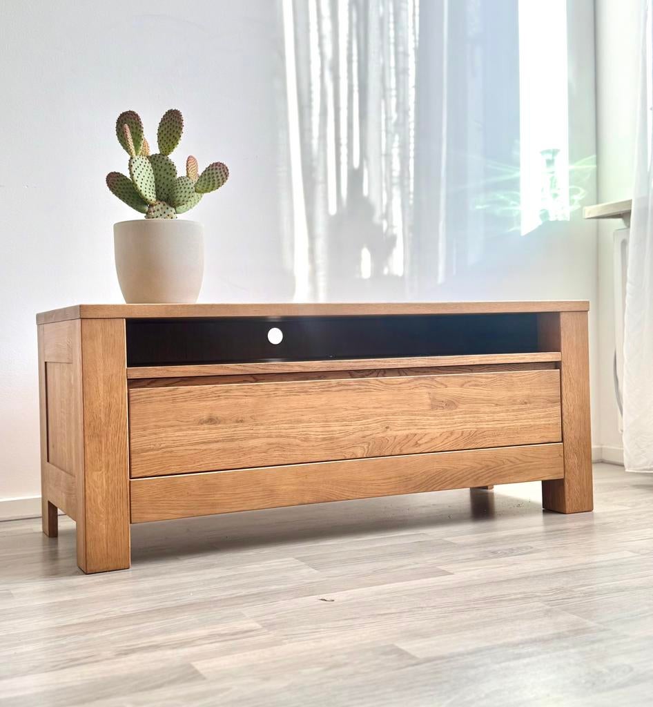 Modern Hardhout televisiemeubel met lade 117x45x49, Ophalen, 50 tot 100 cm, Zo goed als nieuw, Minder dan 100 cm