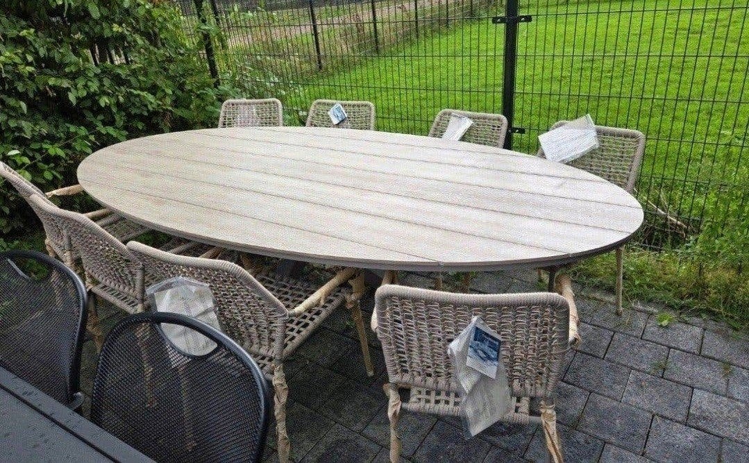 EXTRA GROTE OVALE EETTAFEL 280X140CM MET 8stapelbare STOELEN, Ophalen, Nieuw