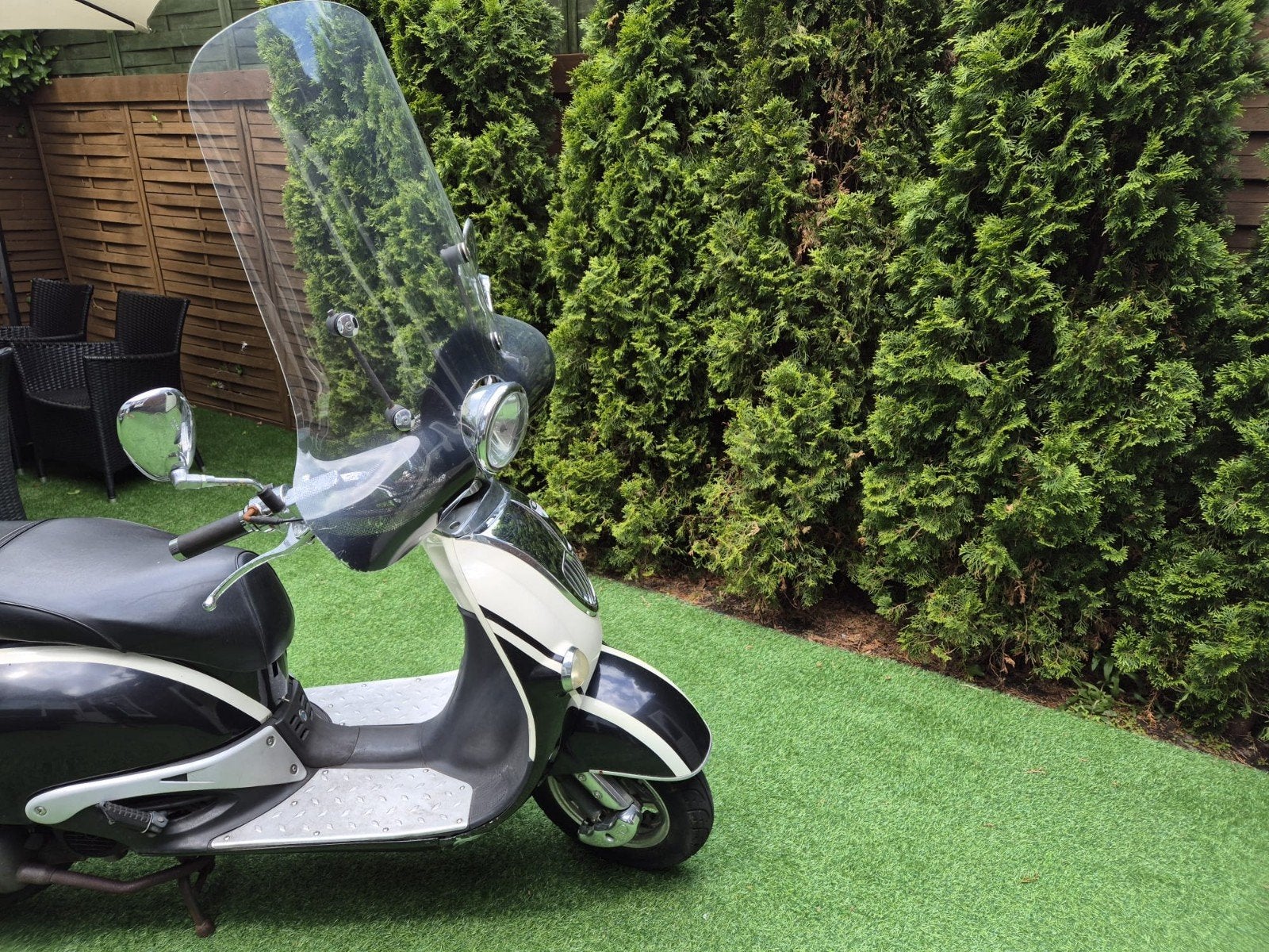 RETRO Scooter BELLA met Windscherm - Zwart/Wit, Ophalen, Gebruikt, Overige typen, Overige merken