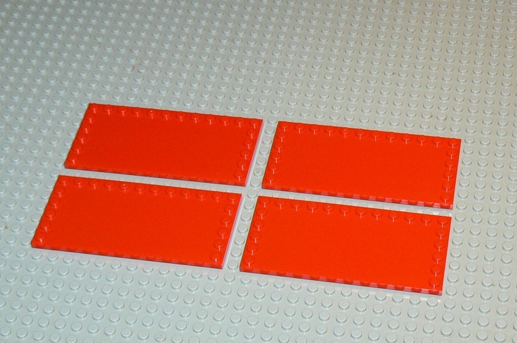 L333 Speciale plaatjes 6x12 rood 4 st., Ophalen of Verzenden, Nieuw, Losse stenen, Lego