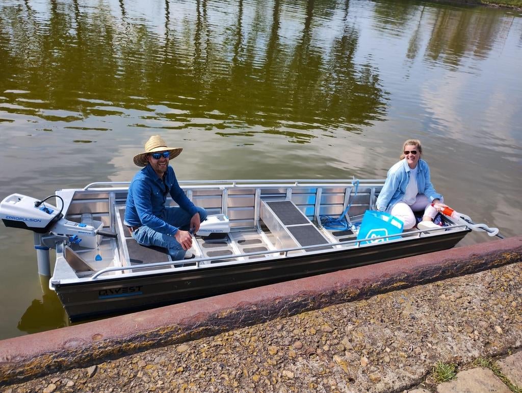 Aluminium boot - e-propulsion motor - 2x accu - popup dak, Watersport en Boten, Ophalen, Gebruikt, Overige typen