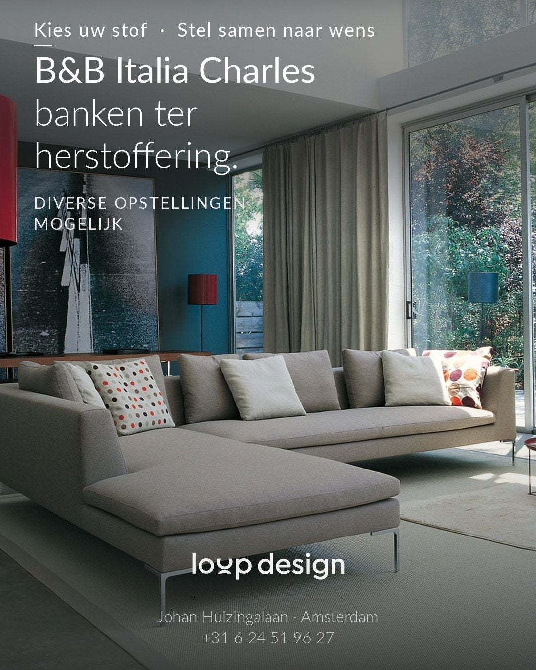B&B Italia Charles | Stel uw droombank zelf samen, Overige materialen, Hoekbank, 300 cm of meer, Ophalen of Verzenden