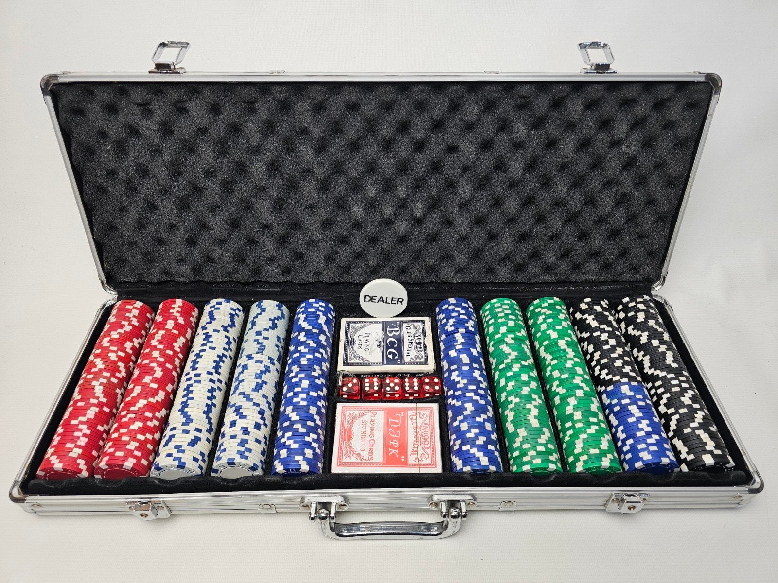# Grote pokerset in aluminium koffer (samengesteld), Vijf spelers of meer, Ophalen, Gebruikt