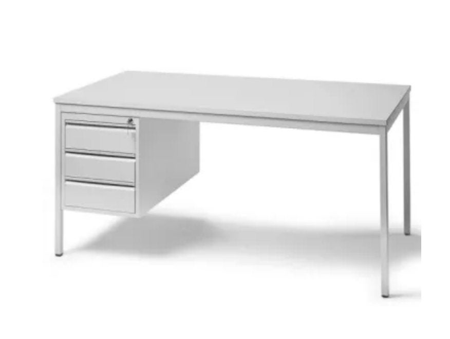 Ahrend bureau wit - 3 lades - Baseline Manutan, Ophalen, Met lades, 160 cm, Metaal