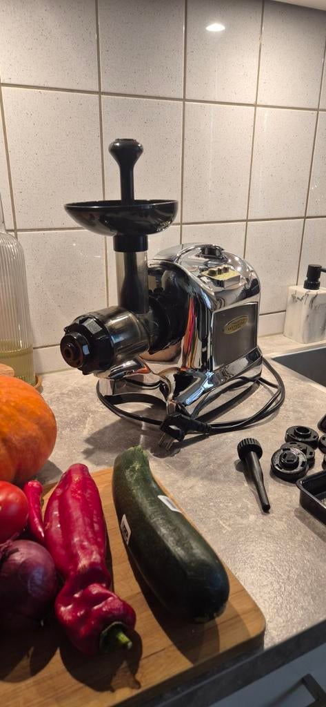 Matstone Slowjuicer Chroom - Voedzaam Sap & Meer!, Ophalen of Verzenden, Gebruikt, Elektrisch, Slowjuicer