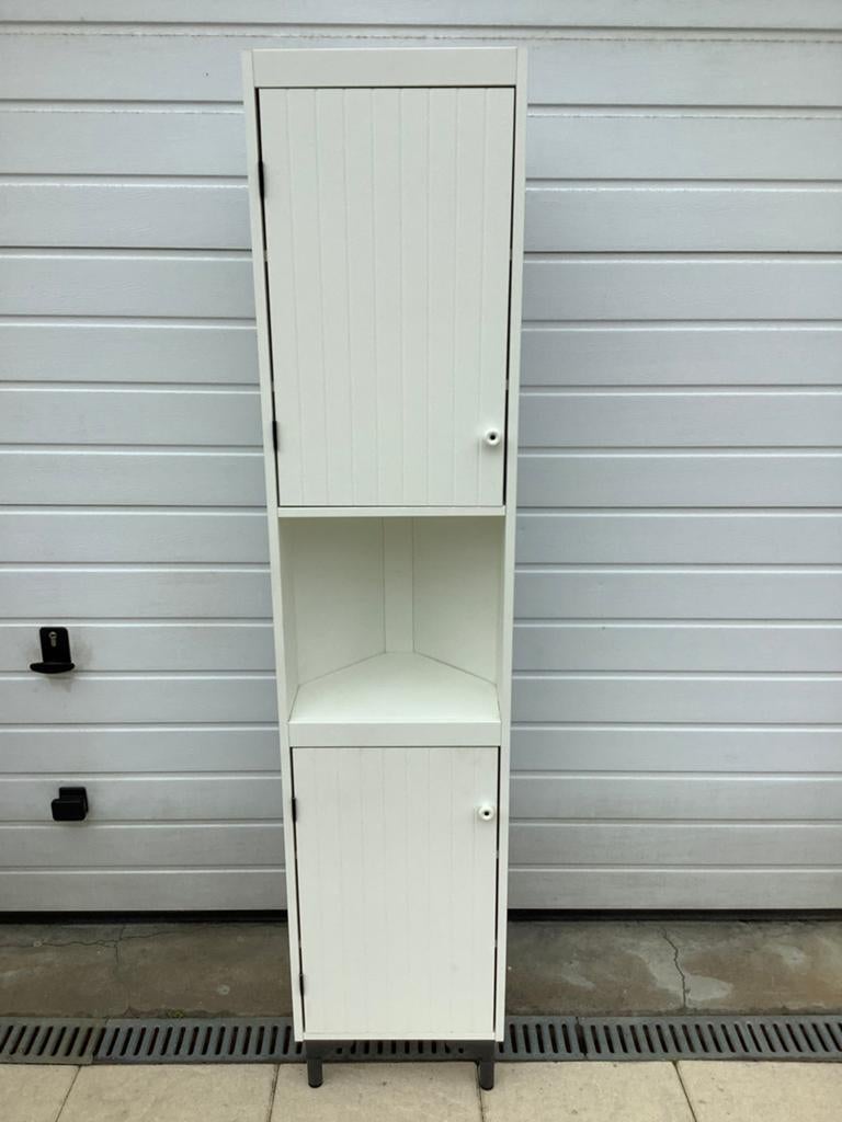 Witte badkamerkast hoekkast, Huis en Inrichting, Badkamer | Badkamermeubels, Ophalen, (Half)hoge kast, Minder dan 50 cm, Gebruikt
