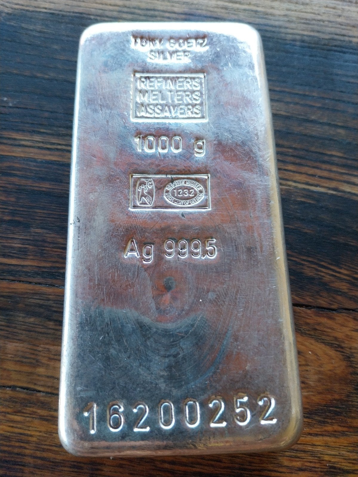 1 kg zilver baar Tony Goetz, Postzegels en Munten, Edelmetalen en Baren, Ophalen of Verzenden, Zilver