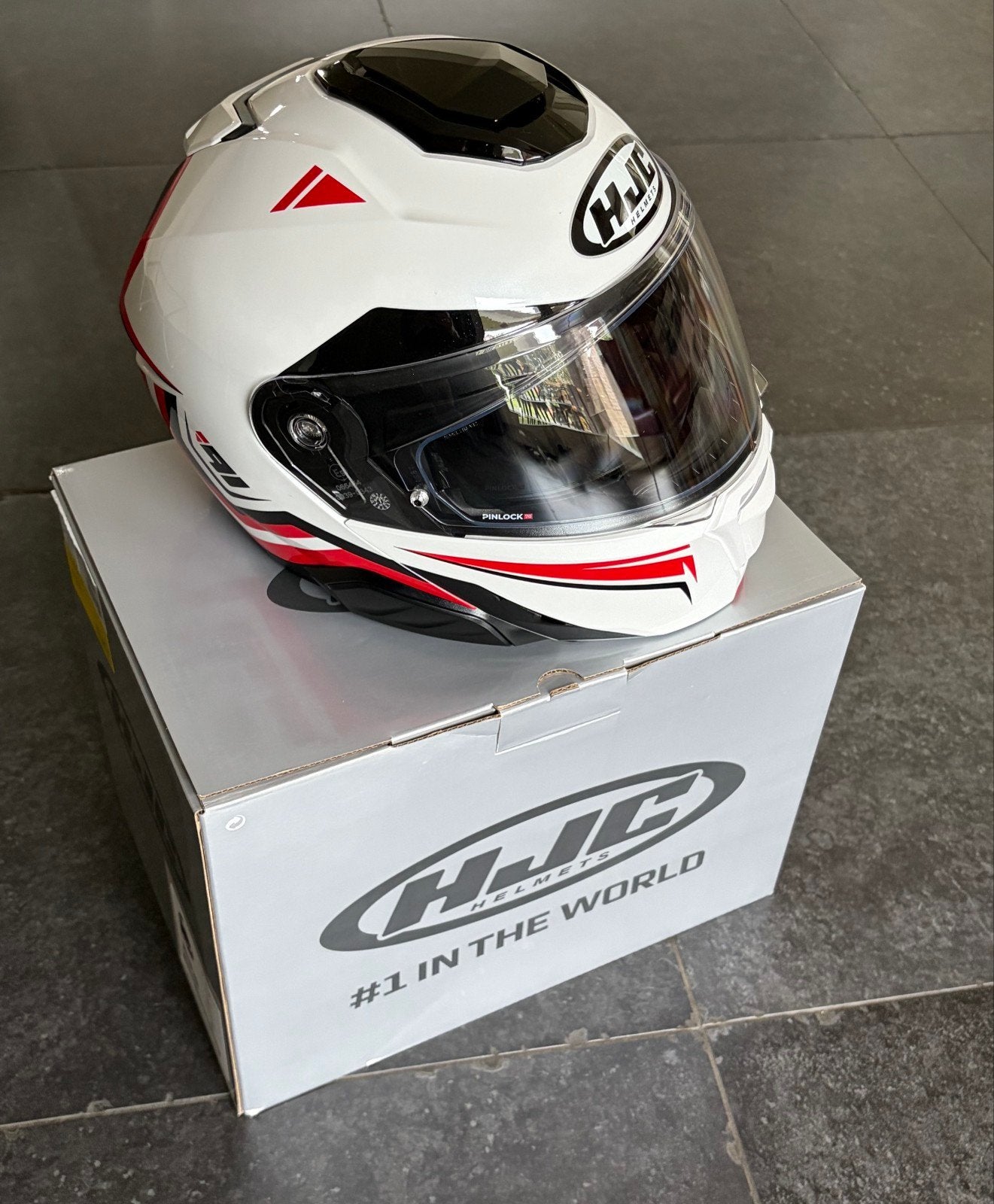 HJC i91 Systeemhelm Wit/Rood Maat S, Ophalen, Systeemhelm, Dames, HJC