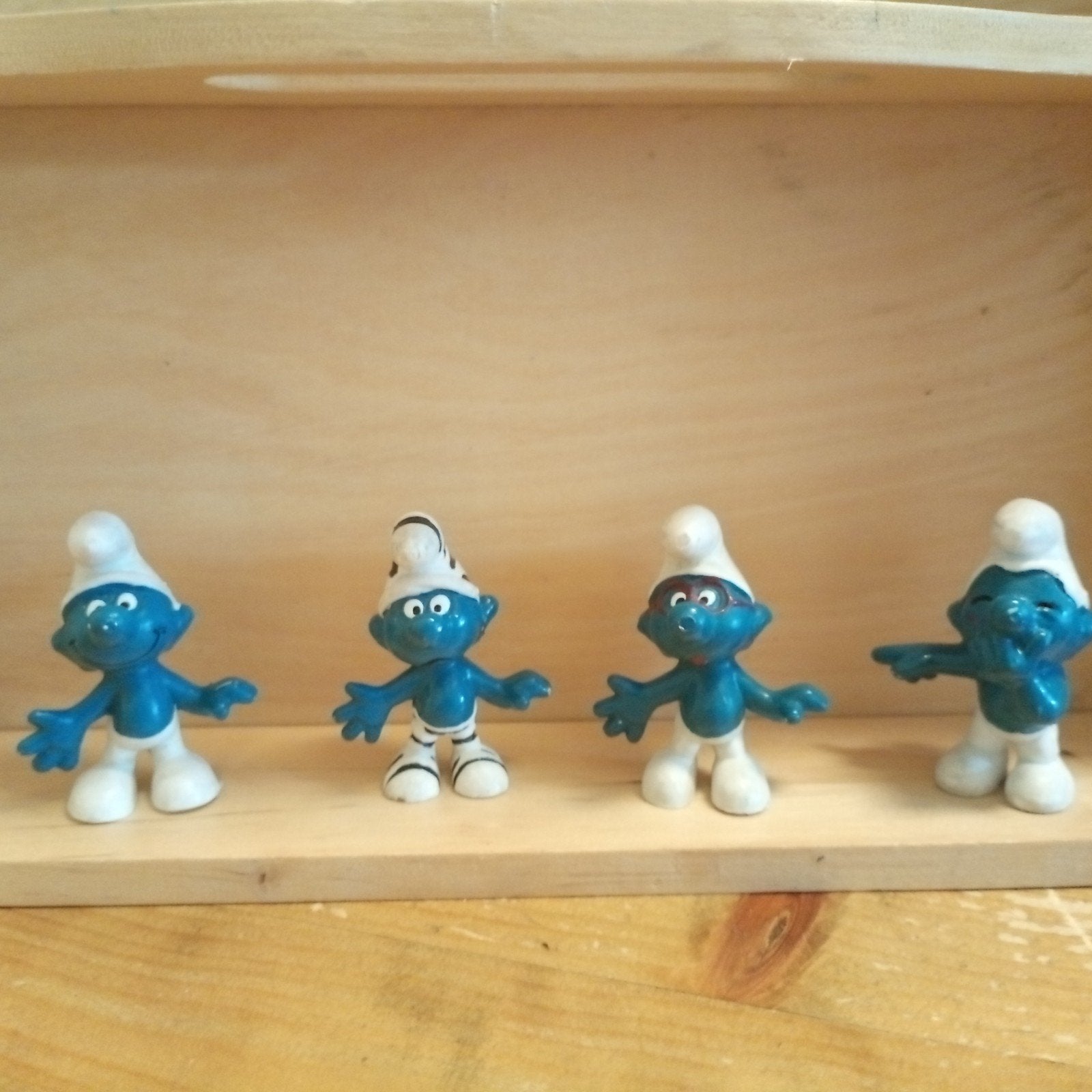 4 Vintage Smurfen uit de jaren '60 - Peyo/Schleich, Ophalen of Verzenden, Gebruikt, Verschillende Smurfen, Poppetje, Figuurtje of Knuffel