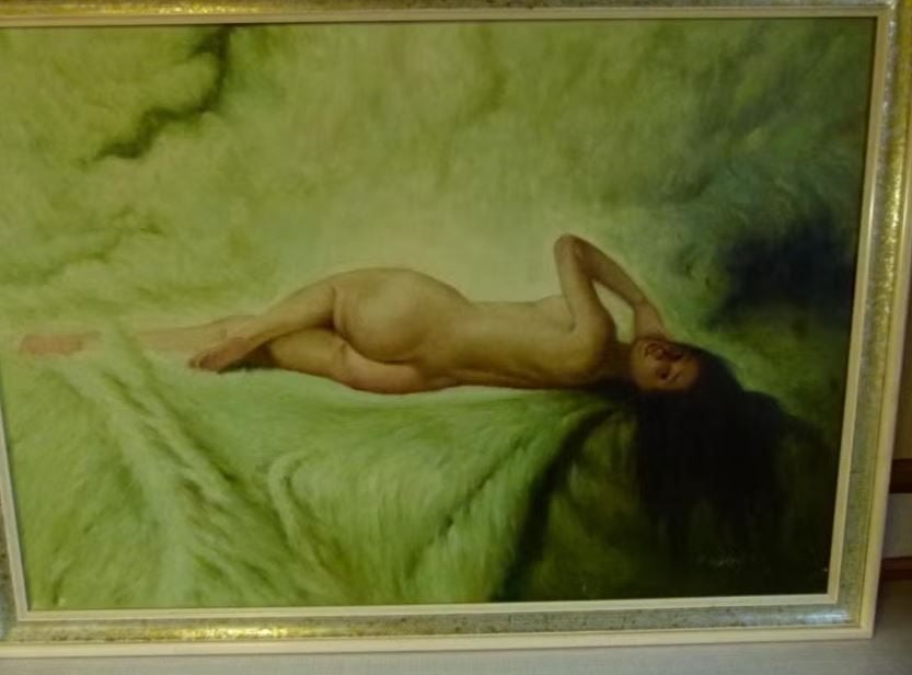 vintage naakt op canvas schilderij xl Heidacher, Ophalen, Oorspronkelijke maker, Zo goed als nieuw, Schilderij