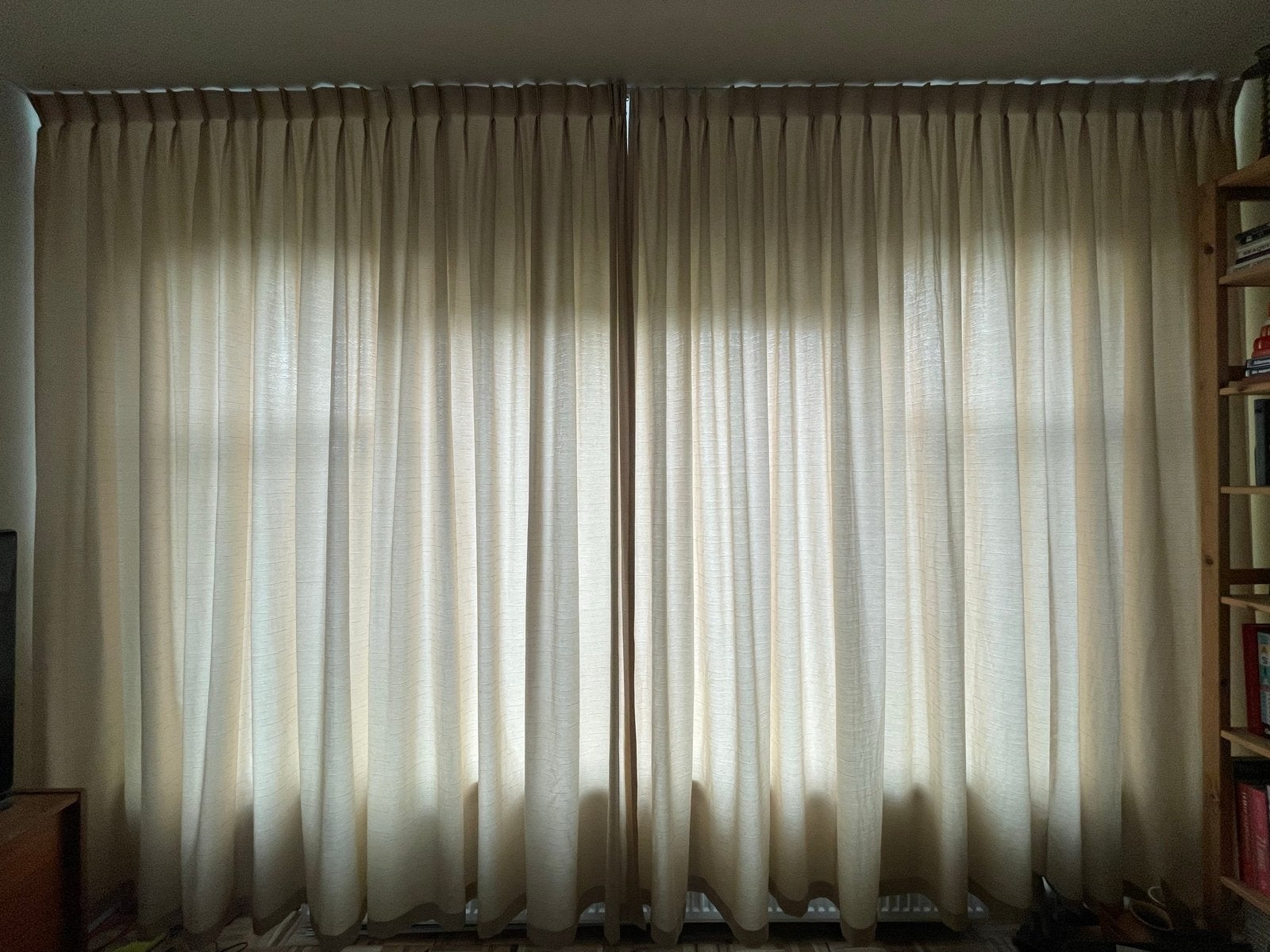 Inbetween gordijnen, beige/zandkleur 250x400cm, Huis en Inrichting, Stoffering | Gordijnen en Lamellen, Ophalen, Gebruikt, Beige