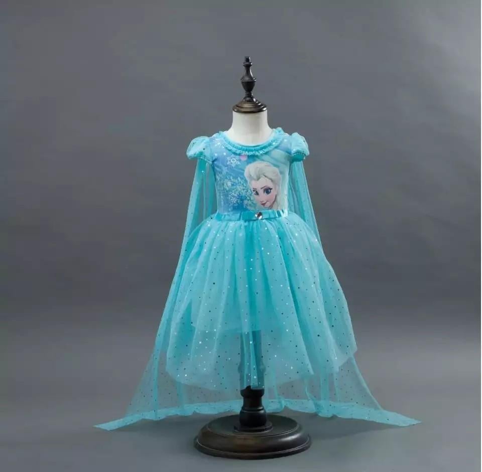 Elsa Frozen Jurk met Sleep - Perfect voor Verkleedpartijen, Ophalen of Verzenden, Nieuw, 122 t/m 128, Meisje