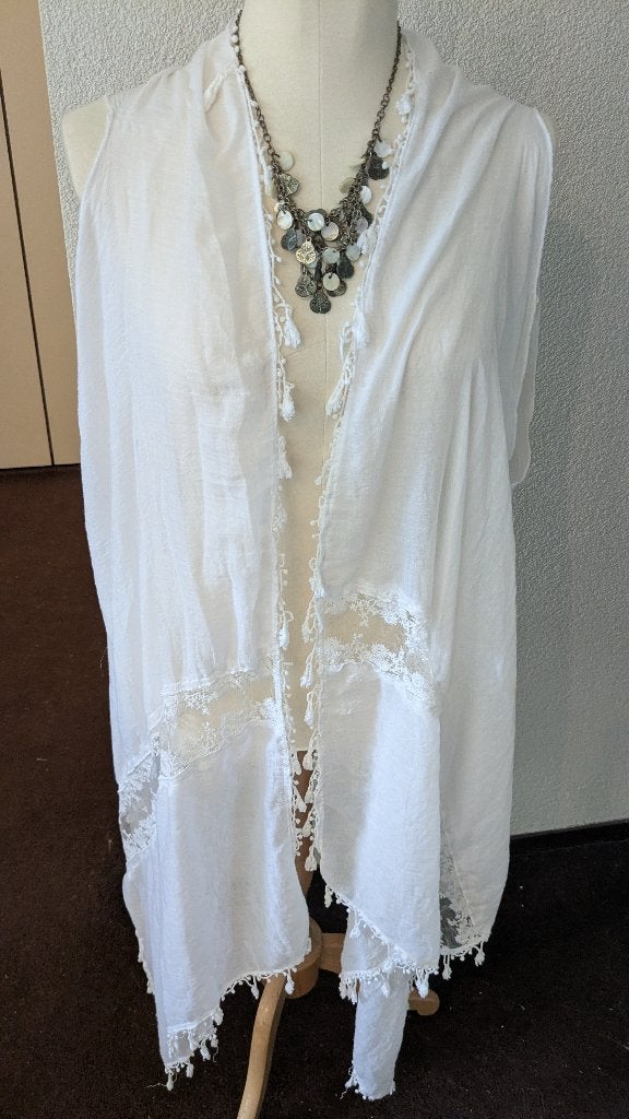 Hippie Ibiza - gilet vestje - S/M/L, Maat 38/40 (M), Verzenden, Wit, Zo goed als nieuw