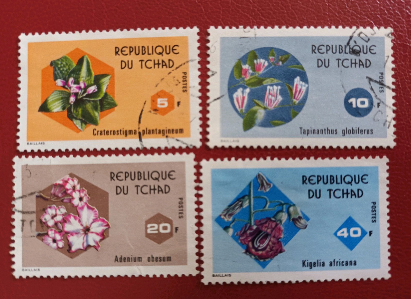 Tchad 4 pzs flora, Verzenden, Overige landen, Gestempeld