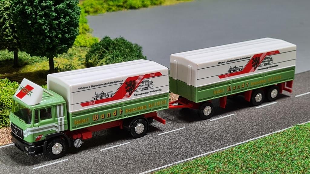 043 Herpa Wandt 150 Jahre Staatseisenbahn MAN huifcombi, Ophalen of Verzenden, Nieuw, Bus of Vrachtwagen, Herpa