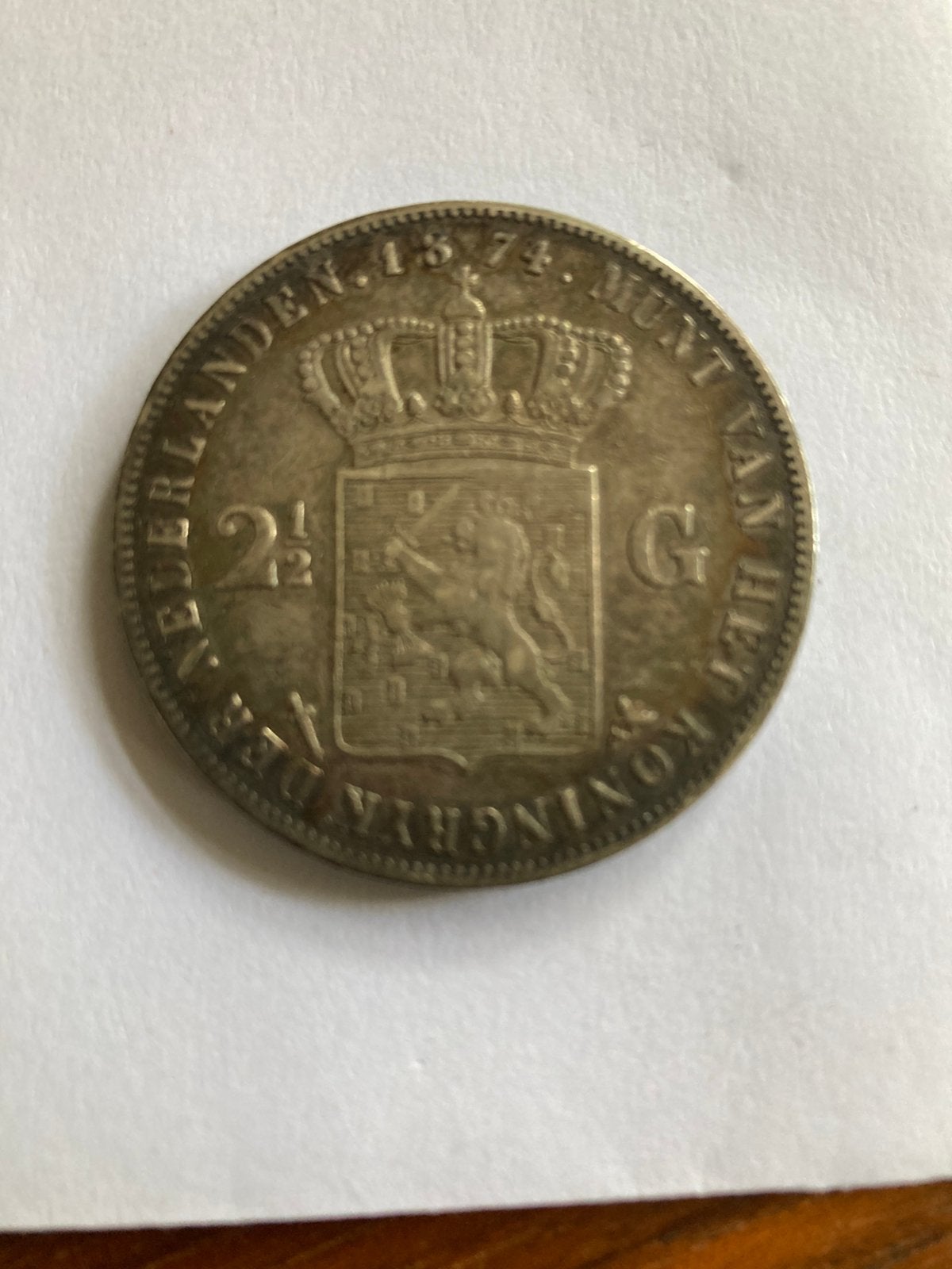 Zilveren 2,5 Gulden 1874Koning Willem lll, Ophalen of Verzenden, Koning Willem III
