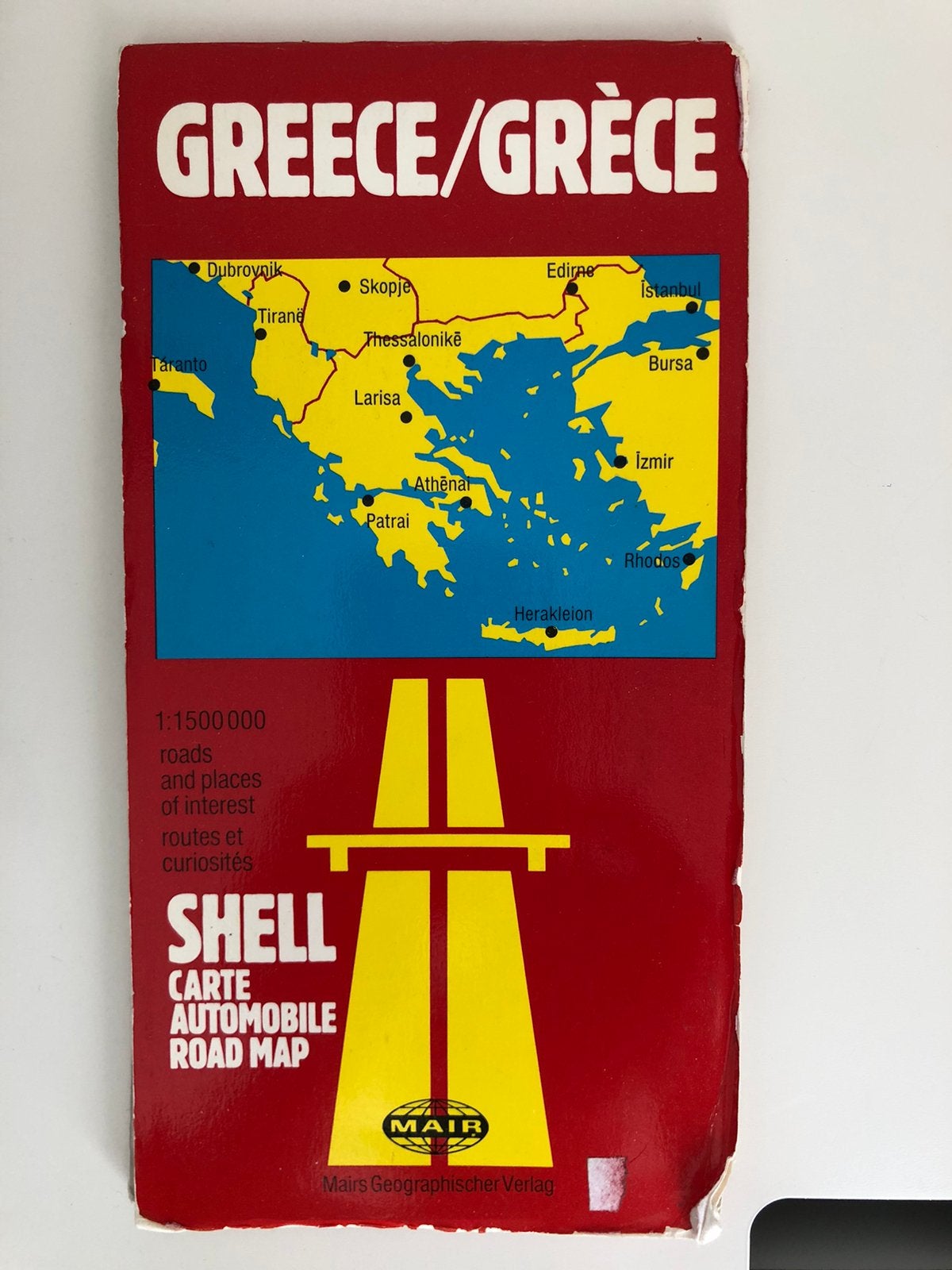 Shell wegenkaart Griekenland 1:1500 000 - Vintage, Gelezen, Landkaart, 1800 tot 2000, Shell
