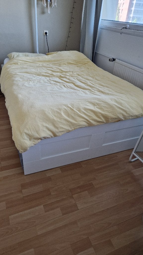 Brimnes bedframe zonder lades, Ophalen, Gebruikt, Wit, Tweepersoons