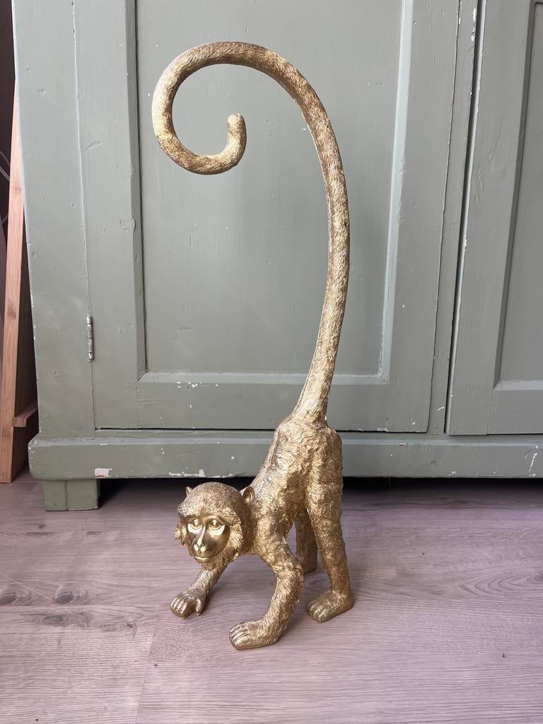 Gouden Aapje Standbeeld - Decoratieve Blikvanger, Ophalen, Gebruikt