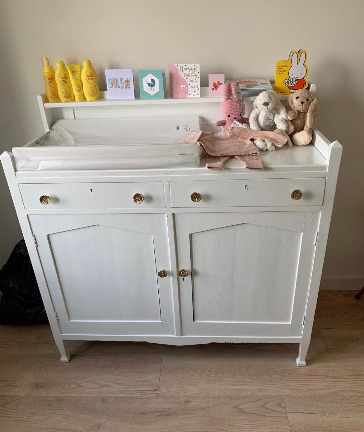 Brocante commode - Wit - Vintage look, Ophalen, Gebruikt, 50 tot 70 cm, 75 tot 100 cm